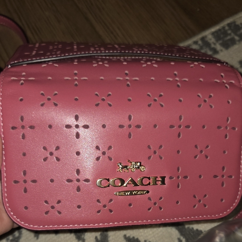 Coach Laser Cut Leather Mini Bryn Rose Crossbody Bag - Picture 9 of 9
